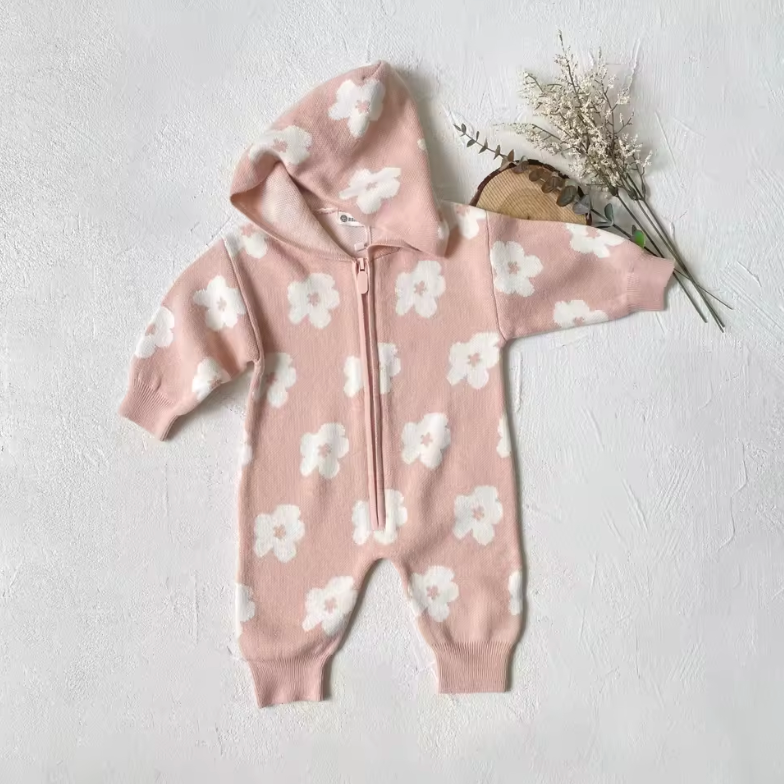 Flower Knit Jumpsuit Ivy Bunnito