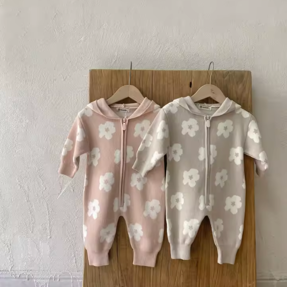 Flower Knit Jumpsuit Ivy Bunnito