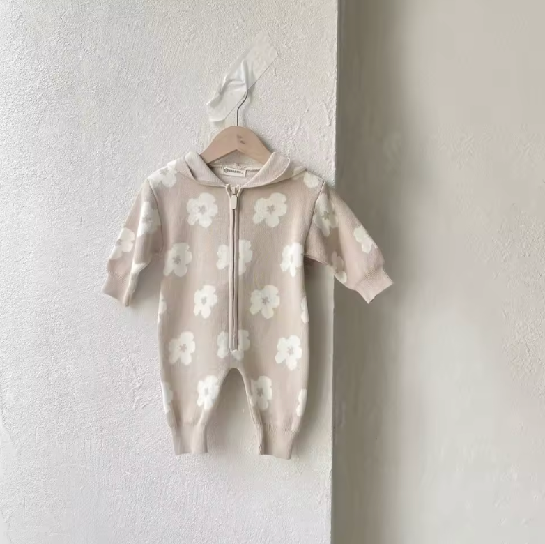 Flower Knit Jumpsuit Ivy Bunnito