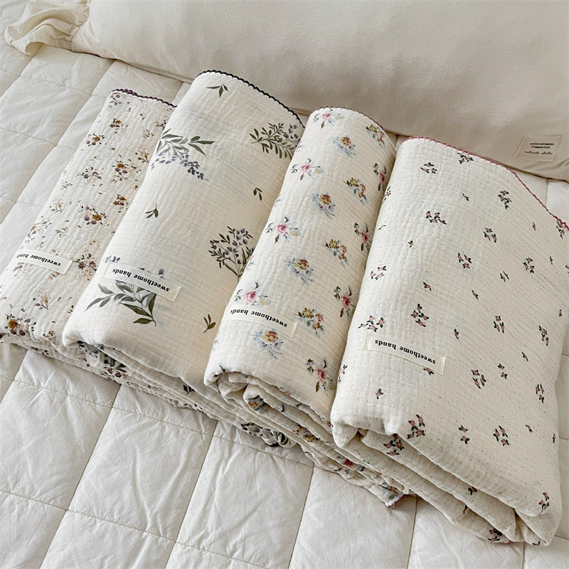 Floral Muslin Pillow & Blanket Set Bunnito