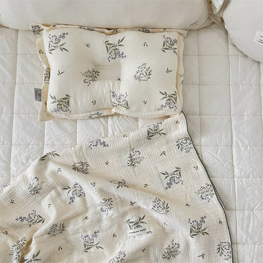 Floral Muslin Pillow & Blanket Set Bunnito