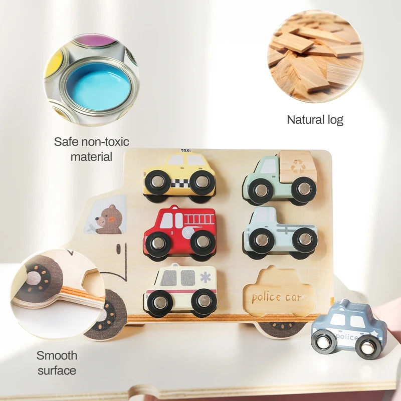Wooden Cars Puzzle Bunnito