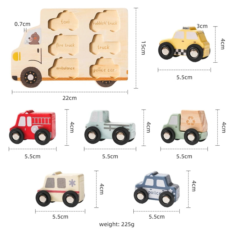 Wooden Cars Puzzle Bunnito