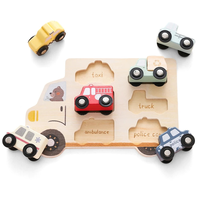 Wooden Cars Puzzle Bunnito