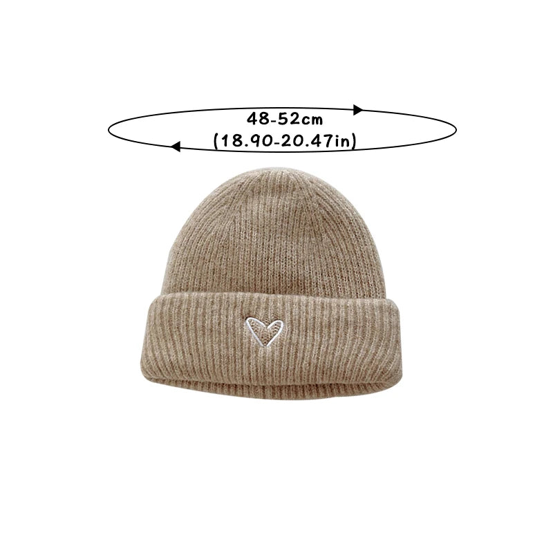 Soft Wool Embroidery Heart Beanie Bunnito