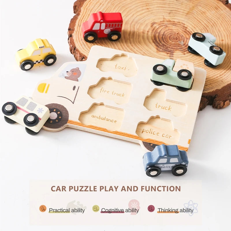 Wooden Cars Puzzle Bunnito