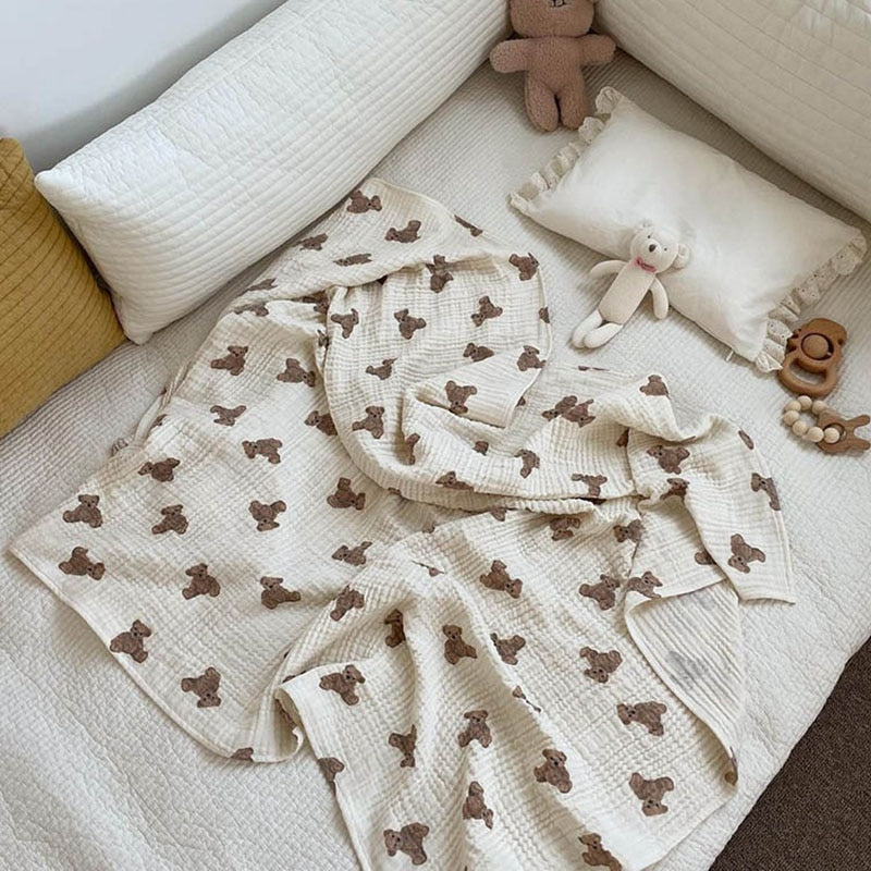 Extra Large Muslin Swaddle Blanket Bear Bunnito