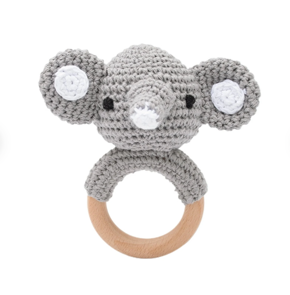 Handmade Elephant Crochet Rattle Bunnito